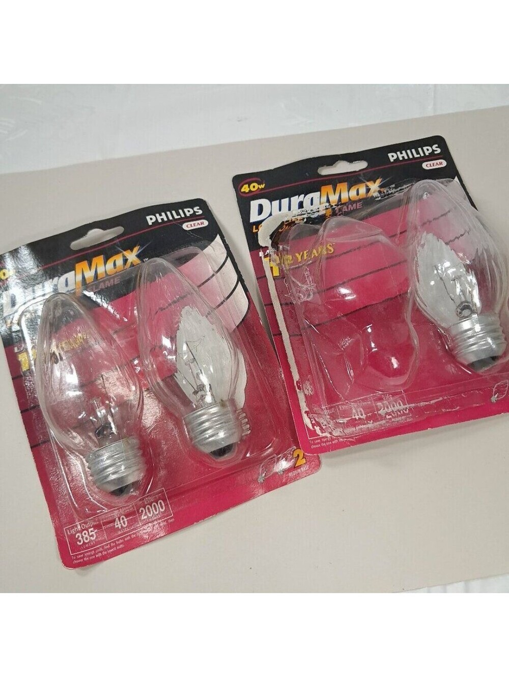 Philips DuraMax set 3 Light bulbs Flame blunt tip Clear Medium Base F15 40w